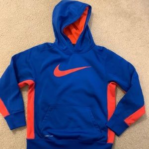 Nike boys medium hoodie sweatshirt good condition blue and orange color